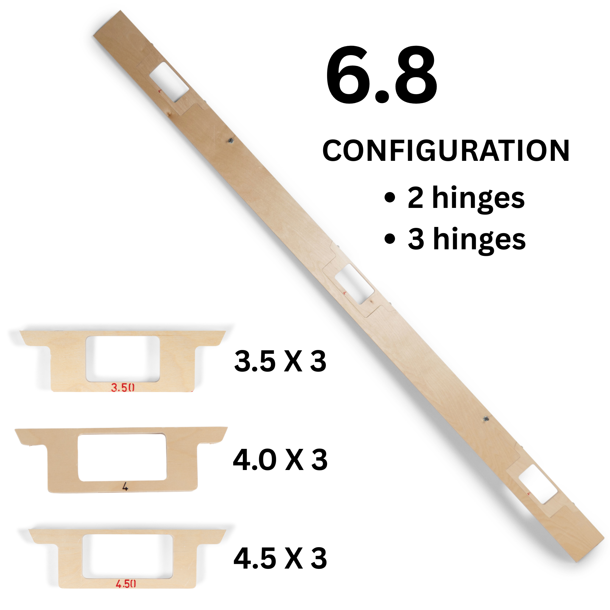 Door Template full length one-piece template for 6 foot 8 inch doors, top-down view showing precision-cut hinge cutouts.