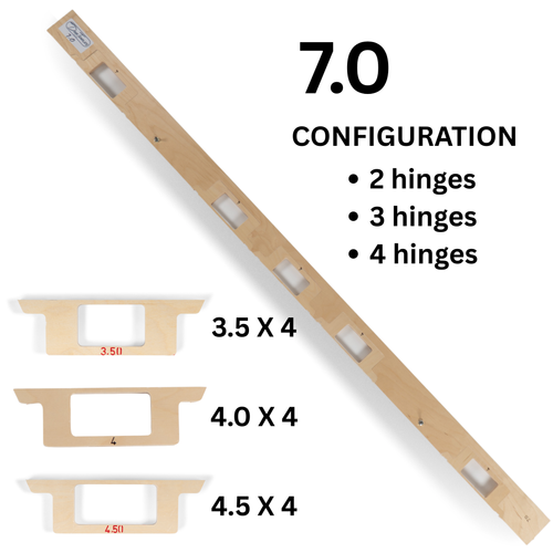 Door Template full length one-piece template for 7 foot doors, top-down view showing precision-cut hinge cutouts.