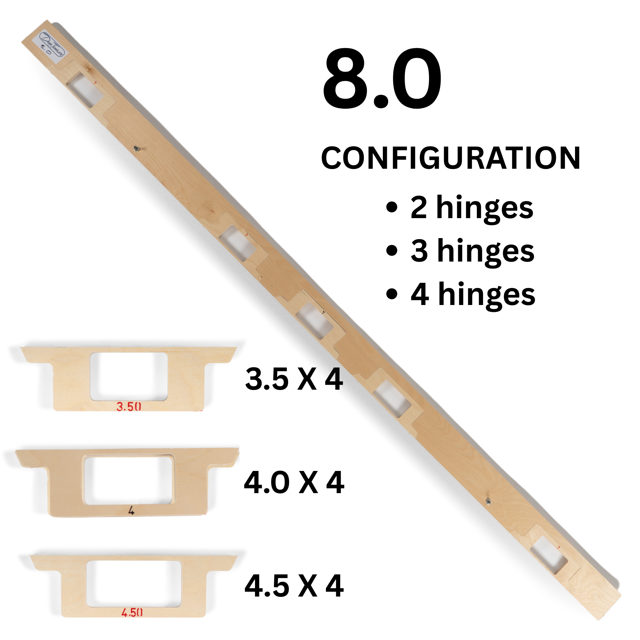 Door Template full length one-piece template for 8 foot doors, top-down view showing precision-cut hinge cutouts.